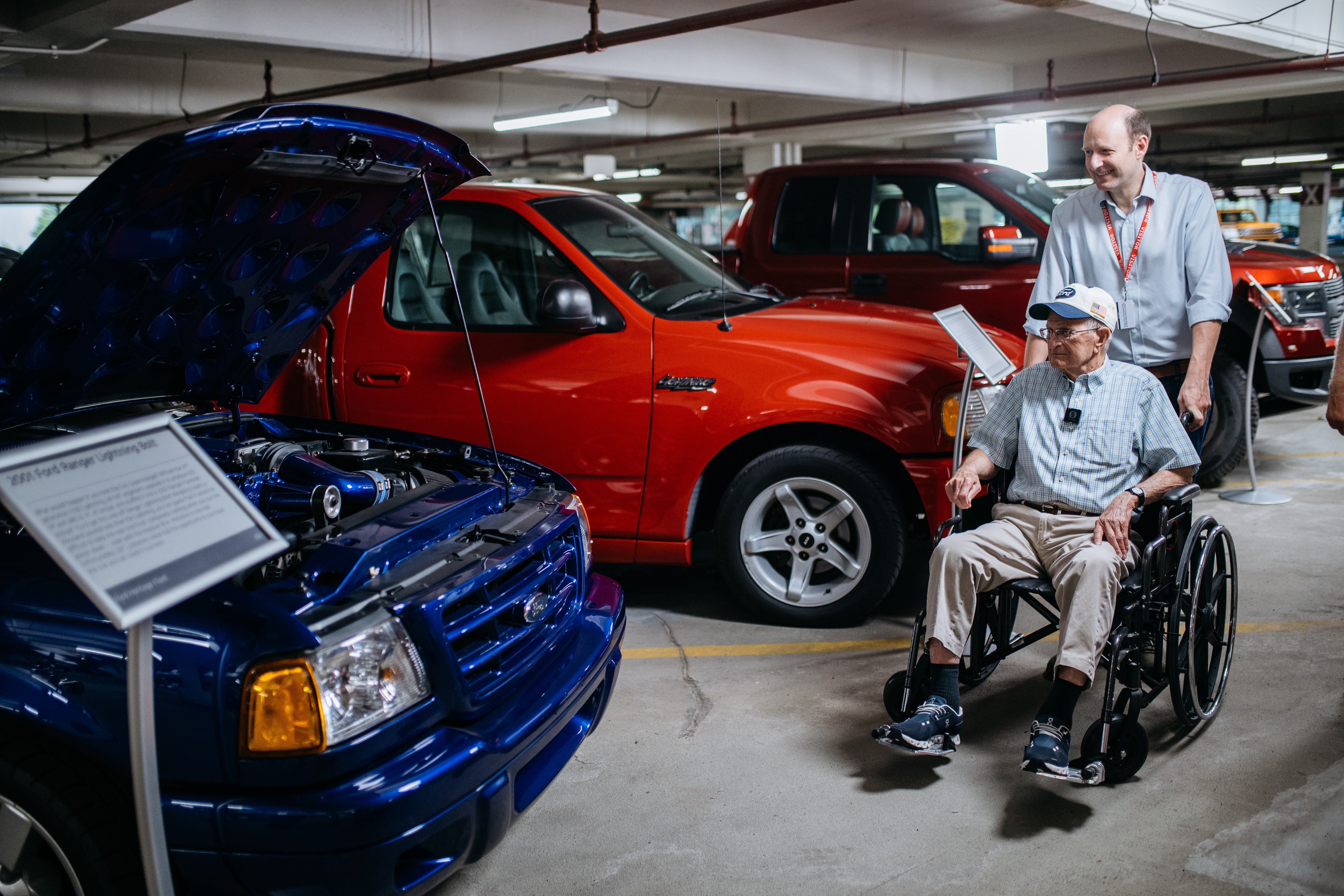 Bill McCubbin, a 102-year-old World War II veteran, marveled as he toured the Heritage Fleet of landmark Ford vehicles. 